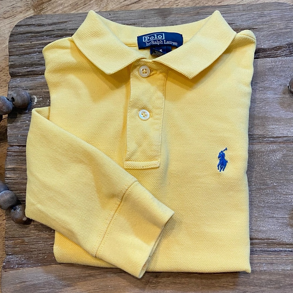 Vintage Polo by Ralph Lauren Boy’s Sz 5 Yellow  Pique Knit Long Sleeve‎ Pullover